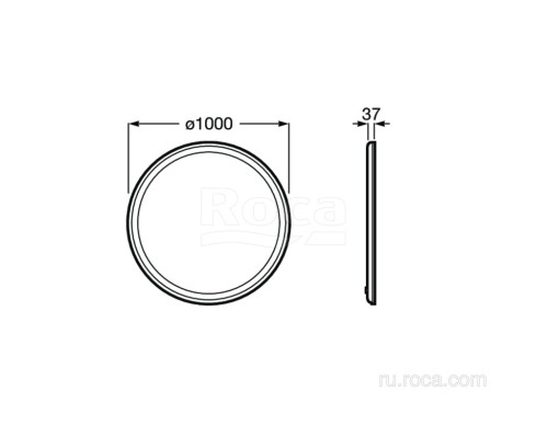 Зеркало Roca Iridia 1000 круглое LED, Antisteam 812338000