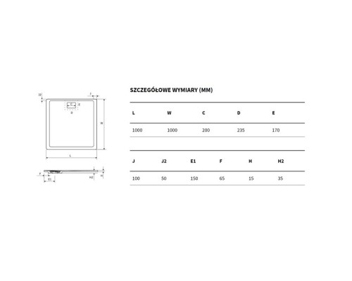 Поддон Excellent Lavano 100x100 см бетон