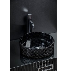Раковина чаша круглая хрустальная черная 39x12см