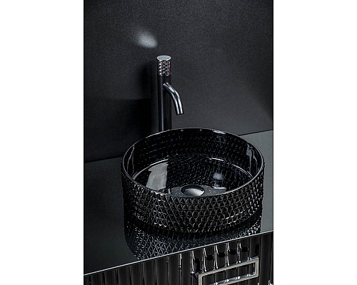 Раковина чаша круглая хрустальная черная 39x12см