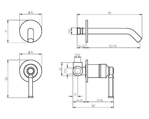 Смеситель для раковины Migliore Ermitage Mini 30849 Черный матовый