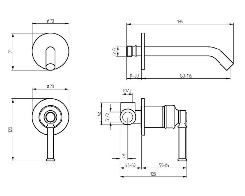 Смеситель для раковины Migliore Ermitage Mini 30849 Черный матовый