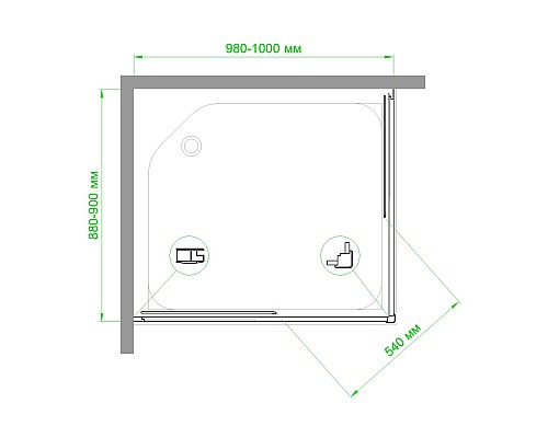Душевой уголок Royal Bath HPD 100х90 RB9100HPD-C-BL профиль Черный стекло матовое