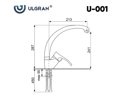 Смеситель для кухни Ulgran Classic Графит