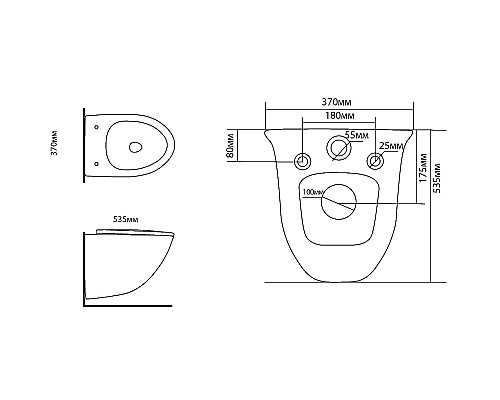 Унитаз Black&White Universe 751w00 подвесной с сиденьем Микролифт