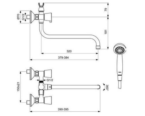 Смеситель для ванны Vidima Quadro BA346AA универсальный Хром