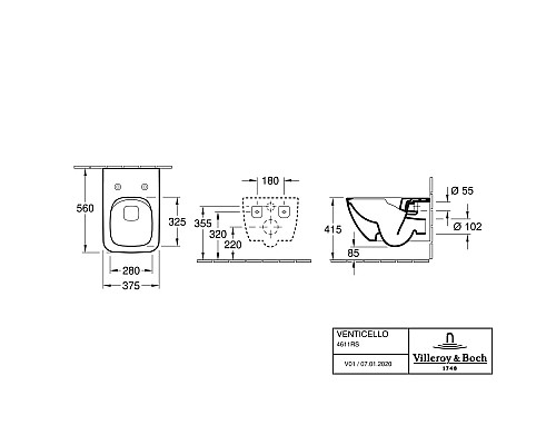 Унитаз Villeroy&Boch Venticello 4611RS01 подвесной с сиденьем Микролифт