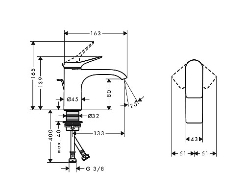 Смеситель для раковины Hansgrohe Vivenis 75010670 Черный матовый