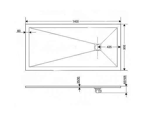 Душевой поддон из искусственного камня RGW Stone Tray ST-W 140х90 16152914-01 Белый