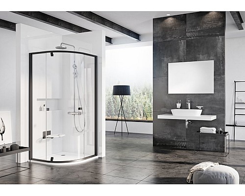 Полукруглая душевая кабина Ravak Pivot 376AA300Z1 100 чёрный прозрачный