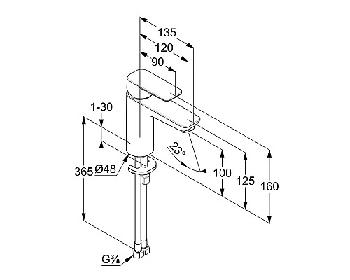 Однорычажный смеситель на умывальник Kludi Pure&Style 402920575