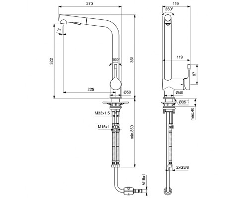 Смеситель для кухни Ideal Standard Ceralook BC178AA Хром Черный