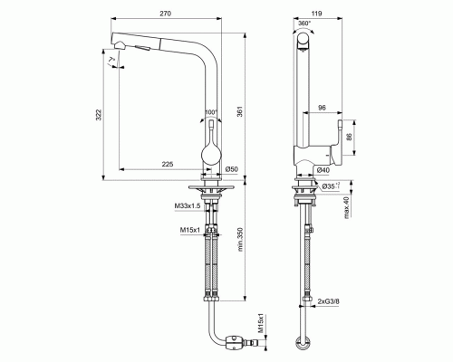 Смеситель для кухни Ideal Standard Ceralook BC178AA Хром Черный