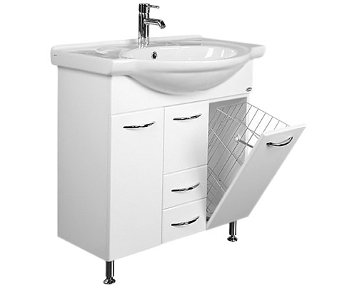 Тумба под раковину Onika Моника 75 с корзиной Белая