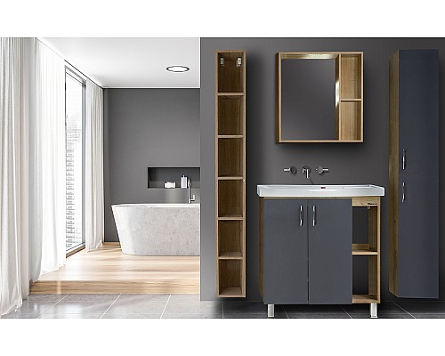 Шкаф пенал Bellezza Рона 20 4624124030505 подвесной Натуральный дуб