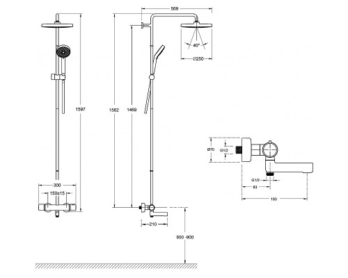 Душевая система Jacob Delafon Atom E26238-CP с термостатом Хром