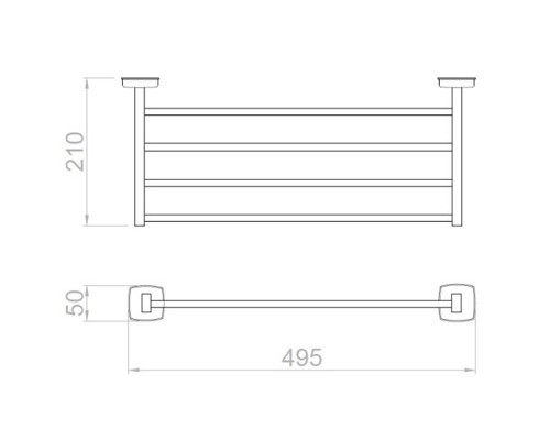 Полка для полотенец Nofer Classic 09033.B Глянцевая нержавеющая сталь