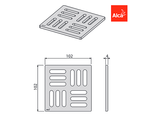 Решетка AlcaPlast MPV001 хром матовый