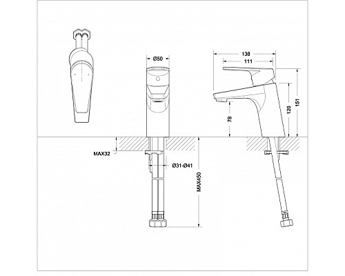 Смеситель для раковины Bravat Line F15299C-1 Хром