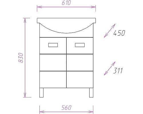 Тумба под раковину Onika Балтика 60 106040 Белая