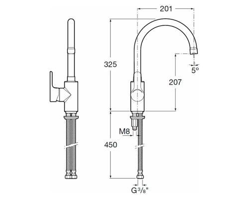Смеситель для кухни Roca L20 CS 5A8409C0M Хром