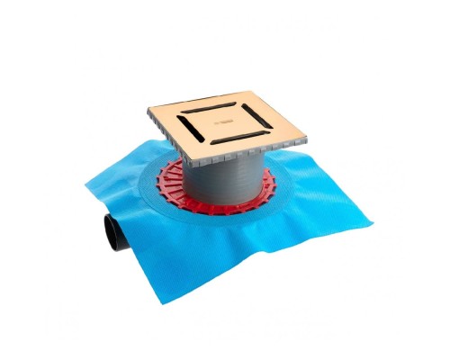 Трап BERGES ZENTRUM Norma 150х150 золото глянец выпуск D50 H65 боковой