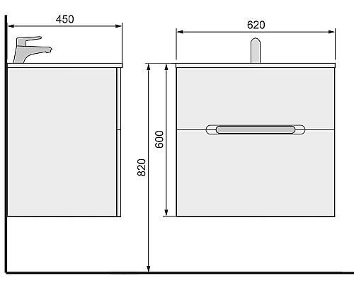 Тумба под раковину Jorno Modul 65 Mоl.01.62/P/W подвесная Белый глянец