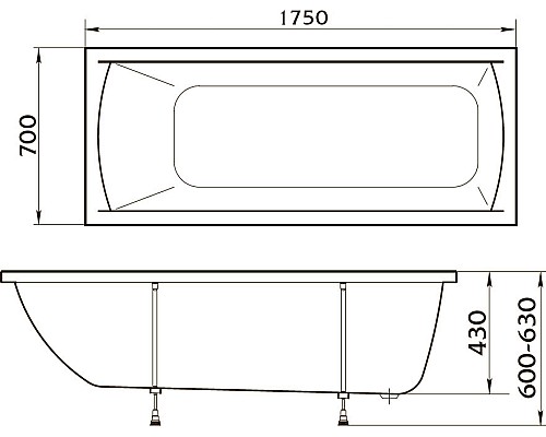 Акриловая ванна Marka One Modern 175х70 01мод17570