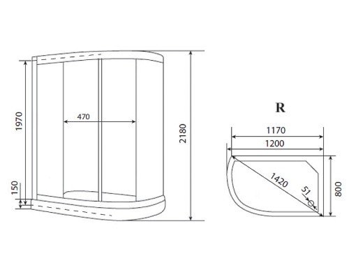 Душевая кабина Timo Eco 120х80 TE-0702 R с гидромассажем