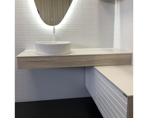 Консоль с раковиной Comforty Клеон 120 L 00-00000822 подвесная Белая Дуб дымчатый
