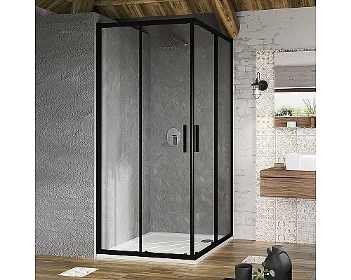 Душевой уголок Ravak Blix BLSRV2-90 90x90 X1LM70300Z1 профиль Черный стекло Transparent