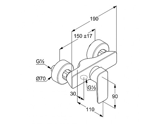Однорычажный смеситель для душа Kludi Pure&Style 408410575