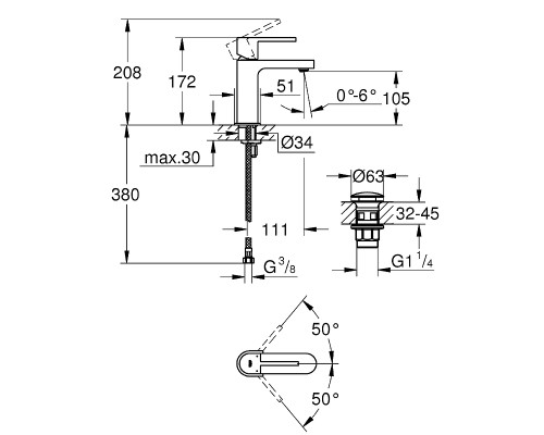 Смеситель для раковины Grohe Plus Хром
