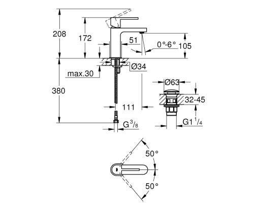 Смеситель для раковины Grohe Plus Хром