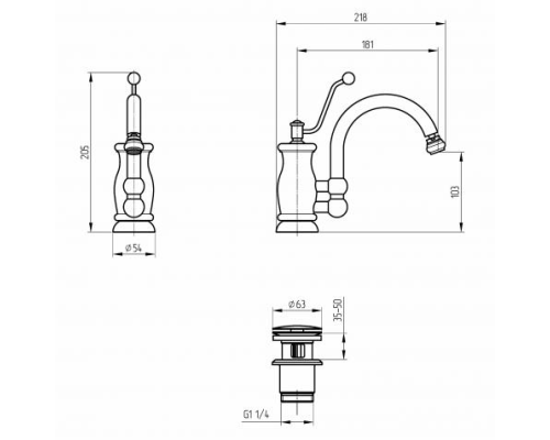 Смеситель для биде Migliore Vivaldi 19543 Золото
