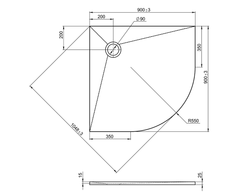Душевой поддон из материала Flight Jacob Delafon Tolbiac 90x90 E6D329RU-NGM