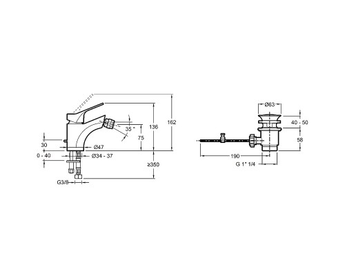 Смеситель для биде Jacob Delafon Brive E75763-4-CP Хром
