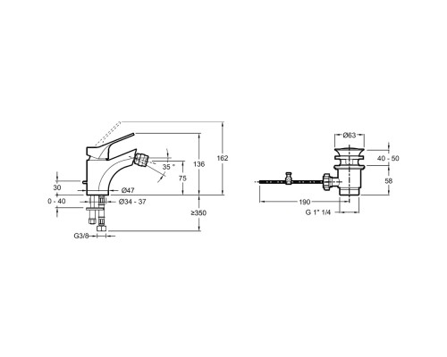 Смеситель для биде Jacob Delafon Brive E75763-4-CP Хром