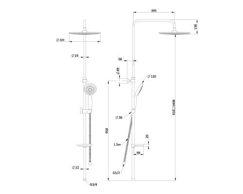 Семейный душ Swedbe Hermes 5001