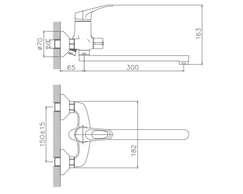 Смеситель для ванны Cron CN2213 Хром