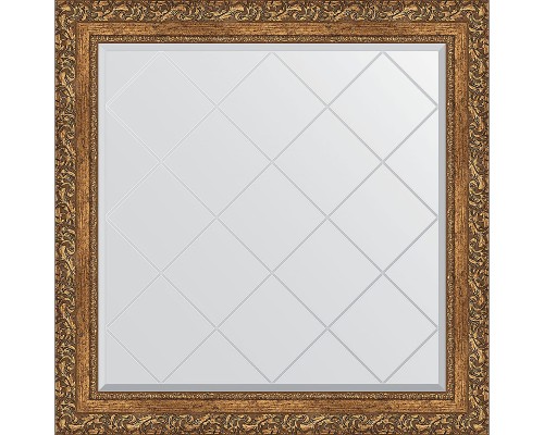 Зеркало Evoform Exclusive-G 85х85 BY 4314 с гравировкой в багетной раме - Виньетка бронзовая 85 мм
