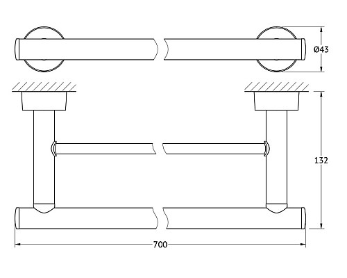 Штанга для полотенца двойная (хром) FBS NOS 038 70 см