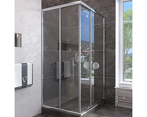 Душевой уголок Veconi Rovigo RV-113 90x90 RV113-90-01-C4 профиль Хром стекло прозрачное