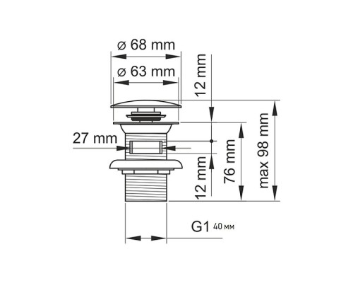 Донный клапан Creavit SF031 click-clack Хром