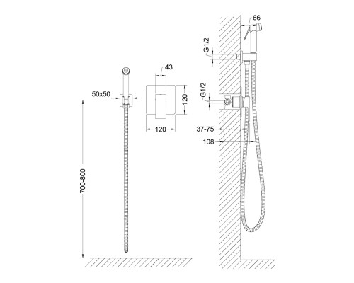 Смеситель встроенный с гигиеническим душем Timo Selene 2089/17SM золото матовое