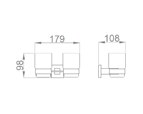Стакан для зубных щеток Nofer Barcelona 16914.B двойной Глянцевая нержавеющая сталь