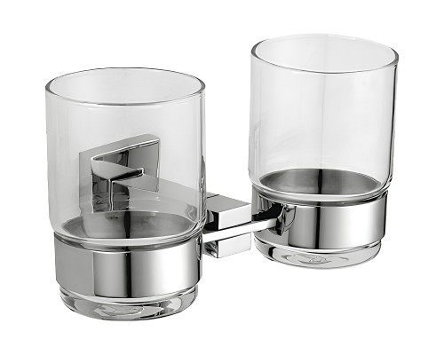Стакан для зубных щеток Nofer Barcelona 16914.B двойной Глянцевая нержавеющая сталь