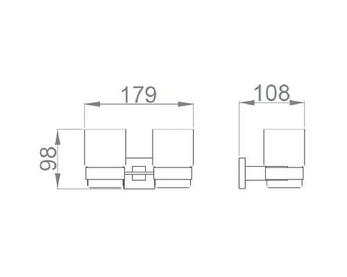 Стакан для зубных щеток Nofer Barcelona 16914.B двойной Глянцевая нержавеющая сталь