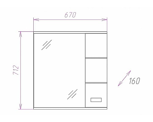 Зеркало со шкафом Onika Балтика 67.02 R 206704 с подсветкой Белое