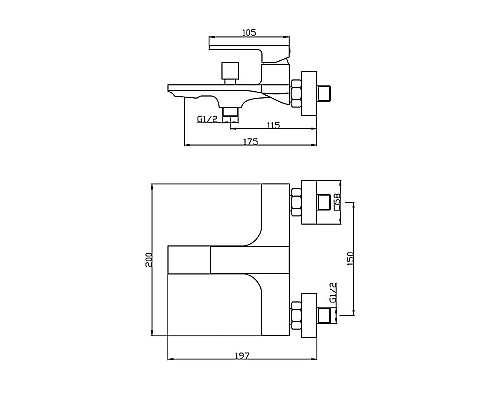 Смеситель для ванны Orange Lutz M04-100b Черный